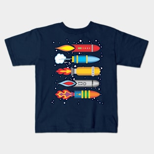 Retro space rockets sci fi science fiction universe Kids T-Shirt